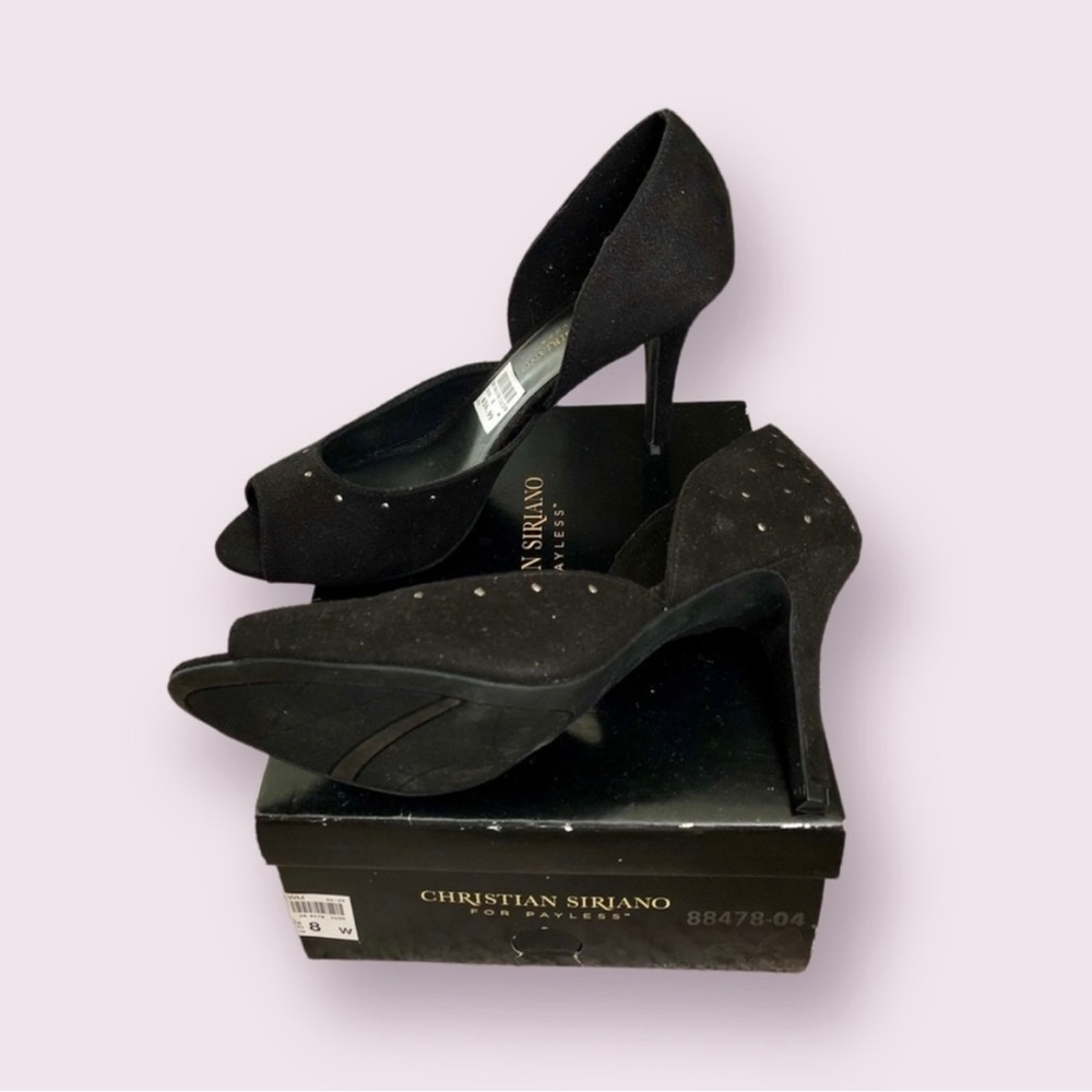 Christian Siriano Black Suede Heels | Studded | Size: 8